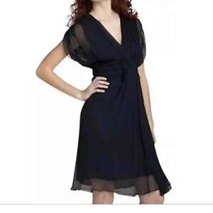 Diane von Furstenberg career evening Tulle Silk Pleated Midi Dress Navy size 2